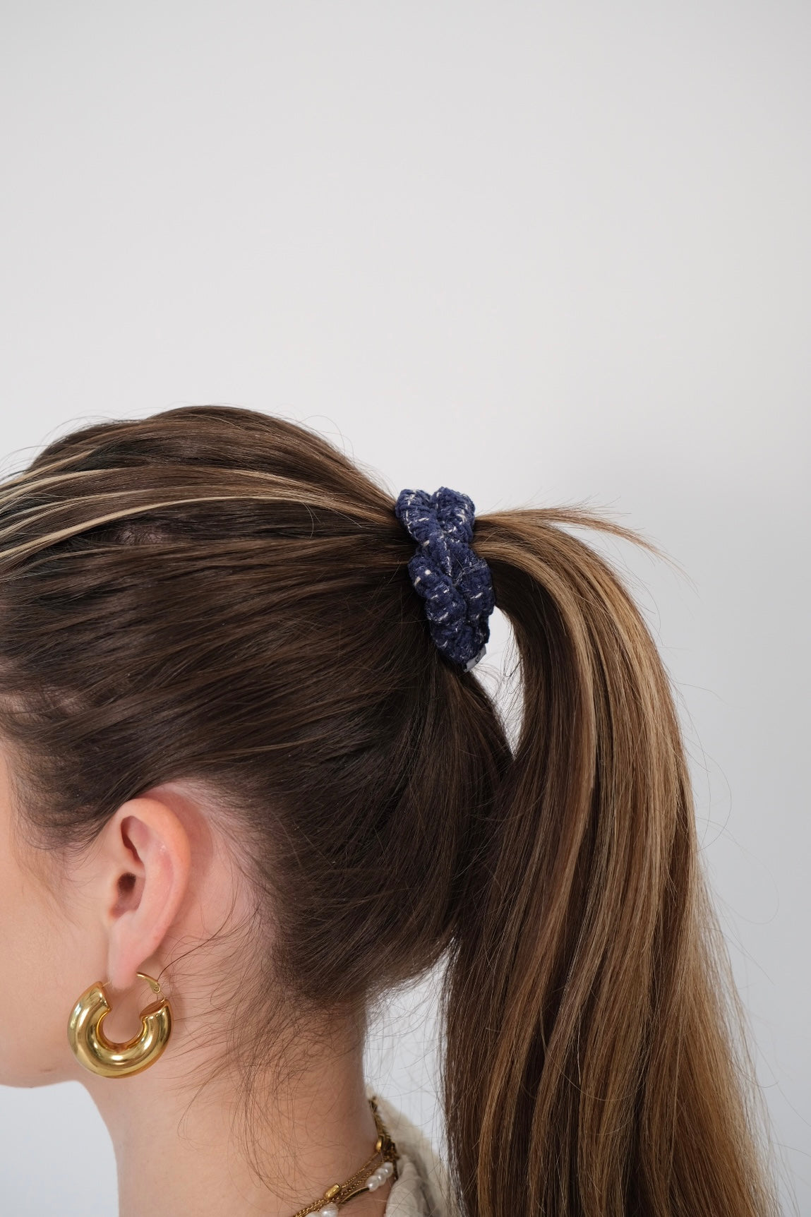 Scrunchie aus Tweed Blau S