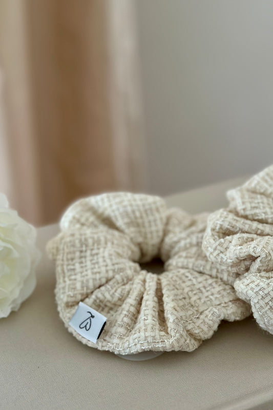 Scrunchie aus Tweed Beige/Creme M