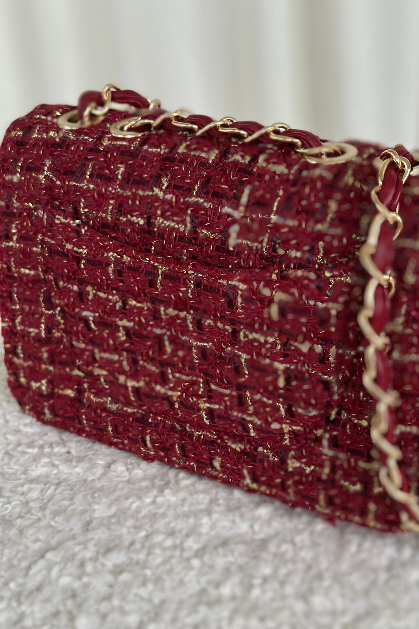 Tasche Tweed Weinrot