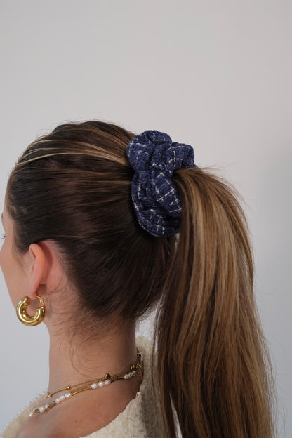 Scrunchie aus Tweed Blau M