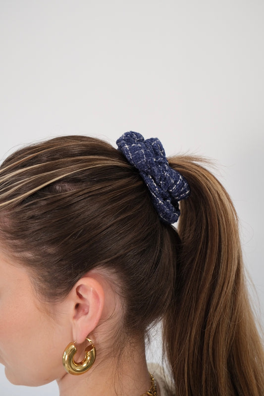 Scrunchie aus Tweed Blau M