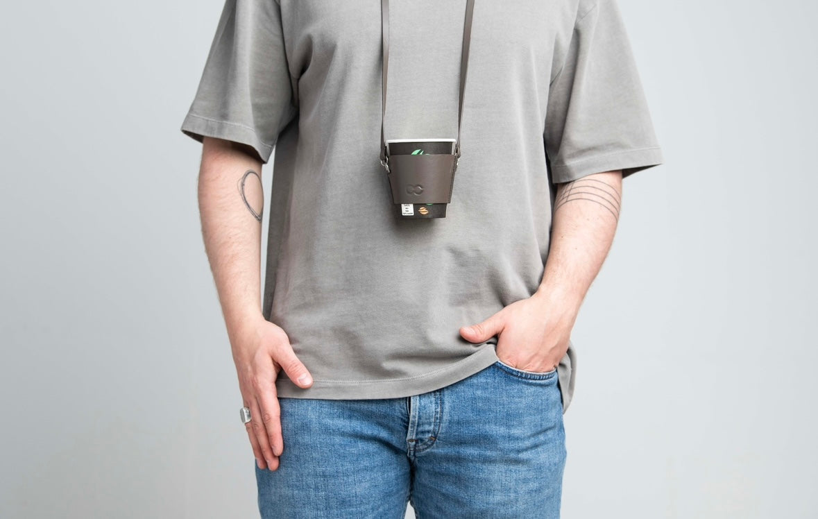 Leder Coffee Holder Taupe