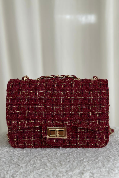 Tasche Tweed Weinrot